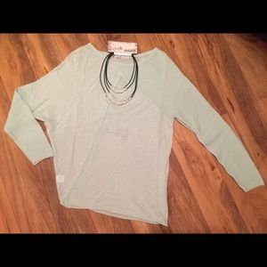 Lightweight, asymmetrical sweater MINT GREEN